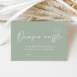 Carte D'accompagnement Sage Green Baby shower moderne Déchets Raffle