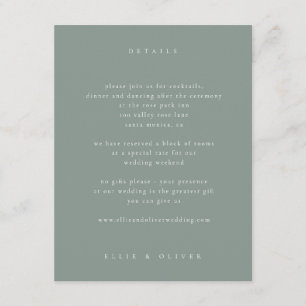 Carte D'accompagnement Sage Green Boho Photo Mariage Moderne