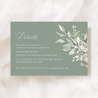 Carte D'accompagnement Sage Green Botanical Wedding Accommodation