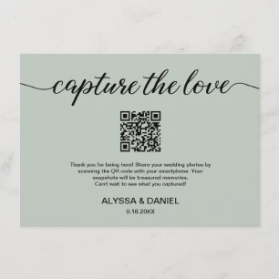 Carte D'accompagnement Sage Green Capture l'amour Code QR mariage photo