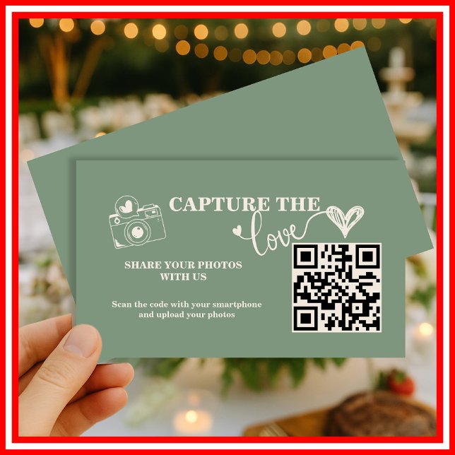 Carte D'accompagnement Sage Green Capture Le Mariage Love QR Code (Créateur téléchargé)