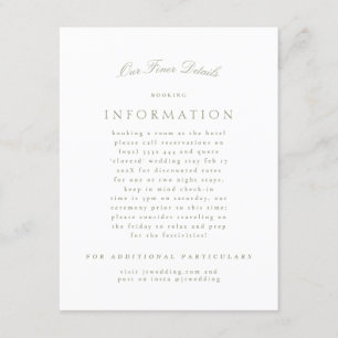 Carte D'accompagnement Sage Green Classic Élégant Mariage formel