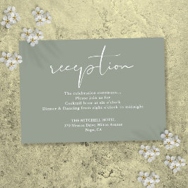 Carte D'accompagnement Sage Green Élégant Script Mariage Réception