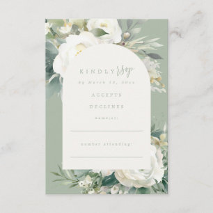 Carte D'accompagnement Sage Green Eucalyptus Floral Mariage RSVP