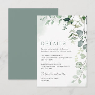 Carte D'accompagnement Sage Green Eucalyptus Garden Détails de mariage