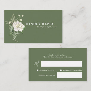 Carte D'accompagnement Sage Green Eucalyptus & Rose Ivory Réponse de Mar
