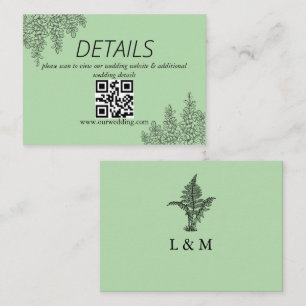 Carte D'accompagnement Sage Green Fern Leaf Mariage QR Code