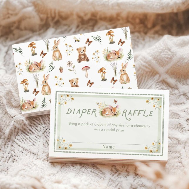 Carte D'accompagnement Sage Green Forest Baby Shower Diaper Raffle Ticket (Diaper Raffle Sage Green Woodland Ticket
)