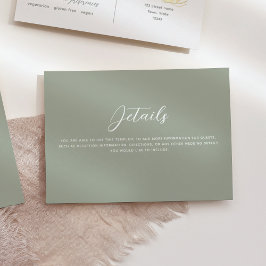 Carte D'accompagnement Sage Green Gold Lovebirds Détails du Mariage