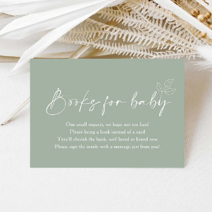 Carte D'accompagnement Sage Green Livres De Baby shower Moderne Pour Bébé
