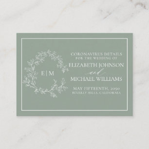 Carte D'accompagnement Sage Green Poirier Monogramme Coronavirus Détail