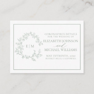 Carte D'accompagnement Sage Green Poirier Monogramme Coronavirus Détail