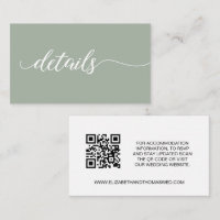 Sage green script Details Site web Mariage QR code