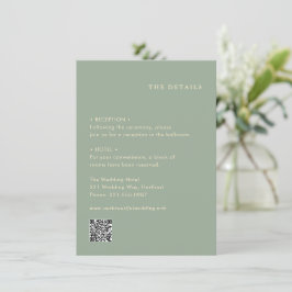 Carte D'accompagnement Sage Green Simple QR Code Modern Wedding