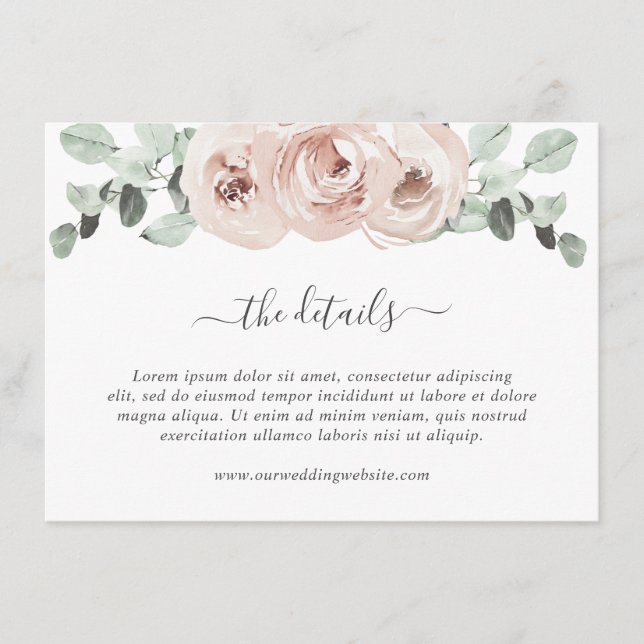 Carte D'accompagnement Sage Greenery Rose Floral Dusty Rose Mariage (Devant)