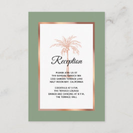 Carte D'accompagnement Sage Rose Gold Copper Palm Tree Réception de maria