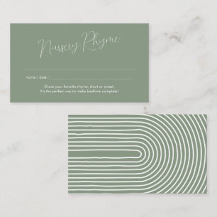 Carte D'accompagnement Sage Vert Baby Shower Simple Comptine De La Nurser