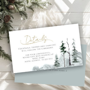 Carte D'accompagnement Sage Winter Forest Minimaliste Mariage Détails