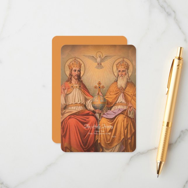 Carte D'accompagnement Sainte Trinité avec prière (Devant/Arrière en situation)