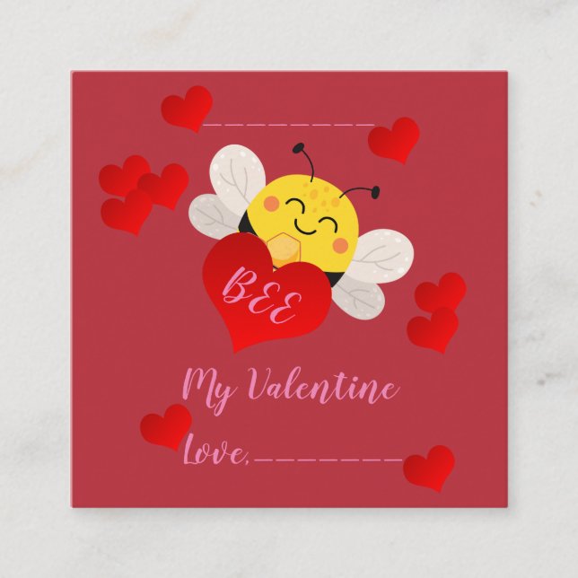 Carte D'accompagnement Salle de classe pour enfants Valentine "Bee Mine" (Devant)