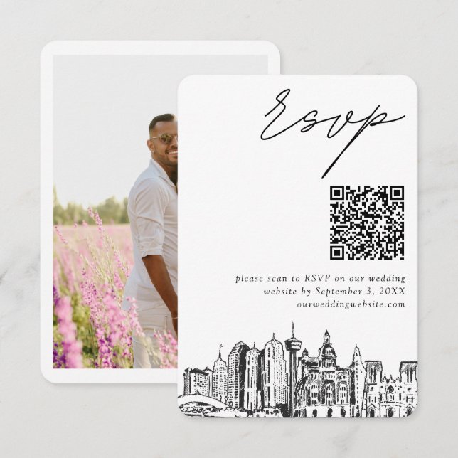 Carte D'accompagnement San Antonio Mariage moderne RSVP QR Code (Devant / Derrière)