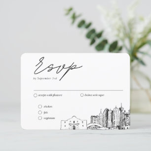Carte D'accompagnement San Antonio Mariage traditionnel Repas RSVP Option