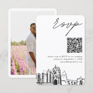 Carte D'accompagnement San Diego Mariage moderne RSVP QR Code