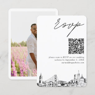 Carte D'accompagnement San Francisco Mariage Modern RSVP QR Code