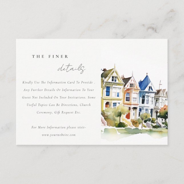 Carte D'accompagnement San Francisco Painted Ladies Wedding Details (Devant)