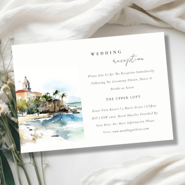 Carte D'accompagnement San Juan Puerto Rico Landscape Wedding Reception (Créateur téléchargé)