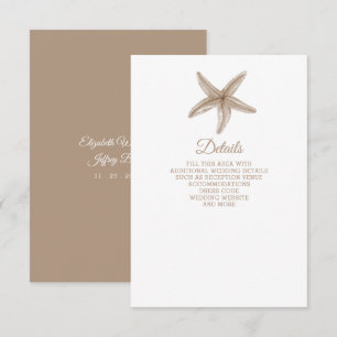 Carte D'accompagnement Sandy Starfish Marine Ocean Beach Mariage