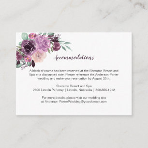 Carte D'accompagnement Sangria Purple Mauve Floral Hébergements