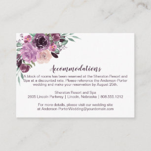 Carte D'accompagnement Sangria Purple Mauve Floral Hébergements