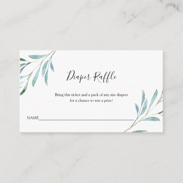 Carte D'accompagnement Saule Eucalyptus Baby Diaper Raffle (Devant)
