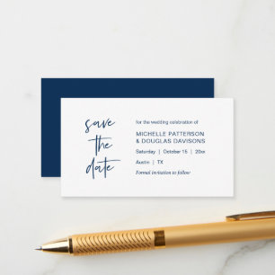 Carte D'accompagnement Sauvez la date, moderne minimaliste, Navy Blue