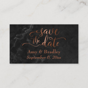 Carte D'accompagnement Save the date   Script de cuivre sur marbre noir