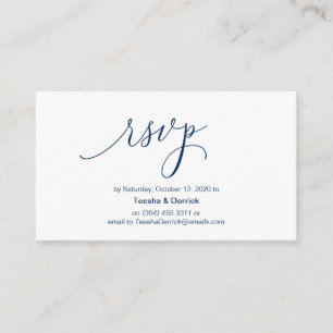 Carte D'accompagnement Scénario d'encre bleu marine moderne, mariage RSVP