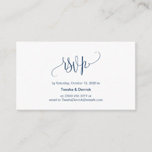 Carte D'accompagnement Scénario moderne, bleu de marine, RSVP de mariage