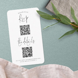 Carte D'accompagnement Script 2 QR Codes Détails du Mariage RSVP