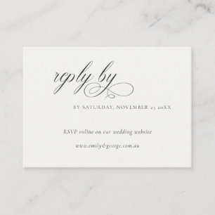 Carte D'accompagnement Script Black White en ligne site Mariage RSVP
