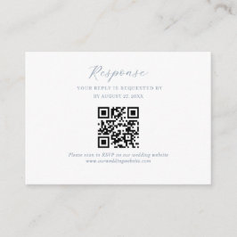 Carte D'accompagnement Script BUDGET Dusty Blue Mariage QR Code Rsvp