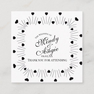 Carte D'accompagnement Script de cadre de coeurs gribouillés pour mariage