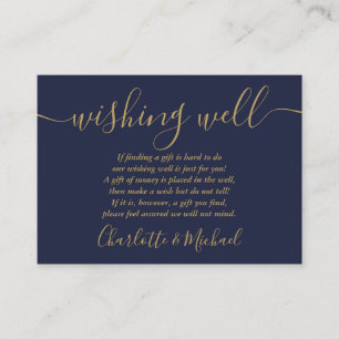 Carte D'accompagnement Script de puits de souhaits mariage bleu marine et