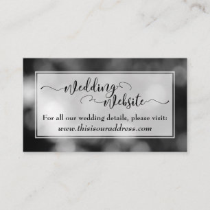 Carte D'accompagnement Script de site Web de mariage, Bokeh noir et blanc
