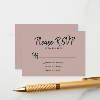 Carte D'accompagnement Script de typographie simple moderne mariage RSVP