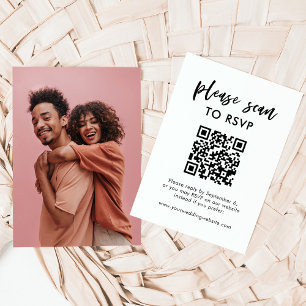 Carte D'accompagnement Script Décontracté   RSVP avec code QR et photo