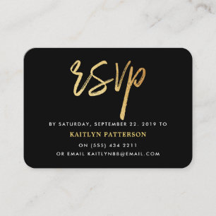 Carte D'accompagnement Script d'huile d'or moderne RSVP