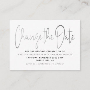 Carte D'accompagnement Script Foil Argent Moderne Modifier La Date