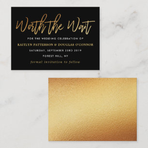 Carte D'accompagnement Script Gold Foil Moderne Vaut La Peine D'Attendre