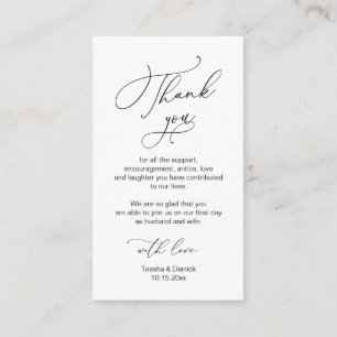 Carte D'accompagnement Script minimaliste moderne, Mariage Merci Enclo